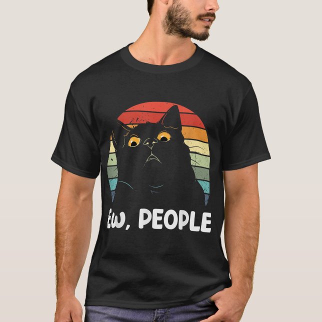 Camiseta Gente nueva y divertida amante del gato negro para (Anverso)