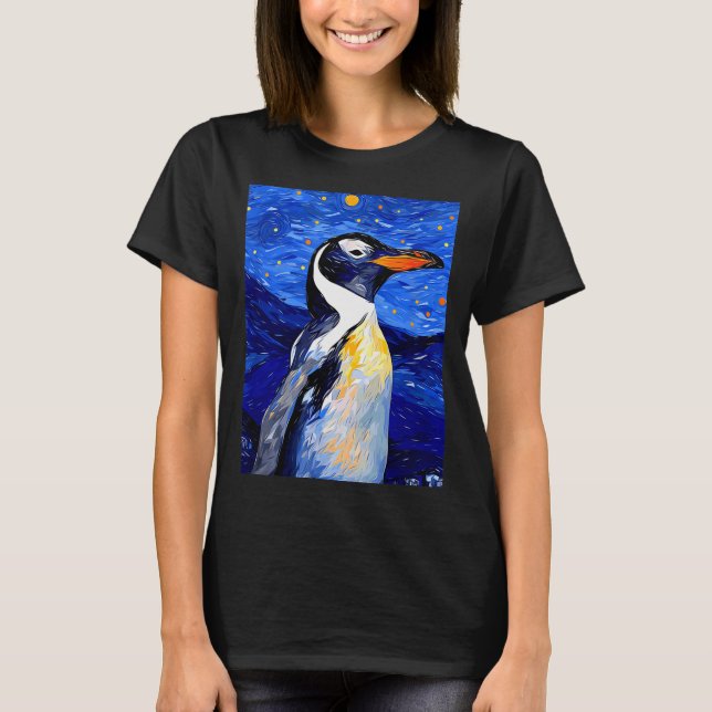 Camiseta Gentoo Penguin Starry Night Painting Men Women Kid (Anverso)