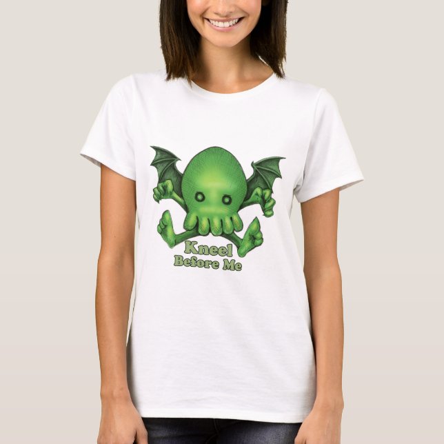 Camiseta Genuflexión linda de Cthulhu Chibi antes de mí (Anverso)