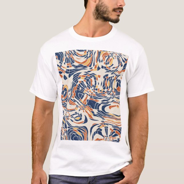 Camiseta Geo de línea abstracta, patrón topográfico sin cos (Anverso)