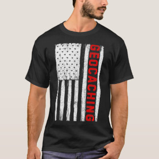 Camiseta Geocalización Bandera Estadounidense Geocache Patr
