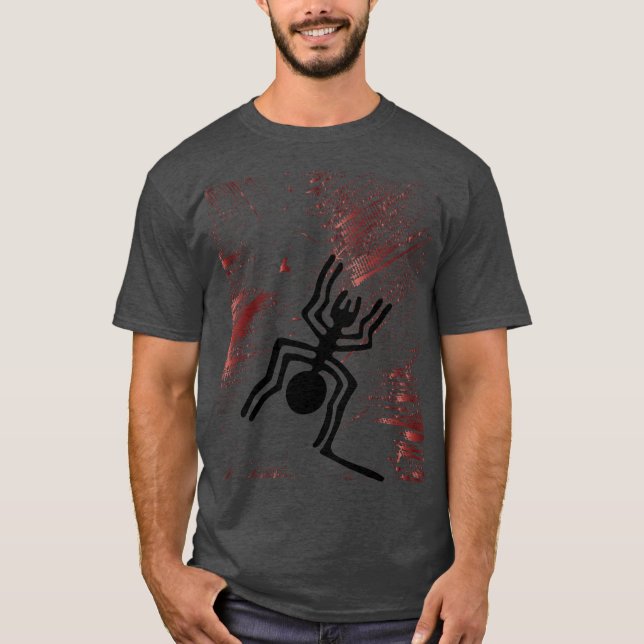 Camiseta Geoglifos de Líneas Nazca - Antigua Araña Negra (Anverso)