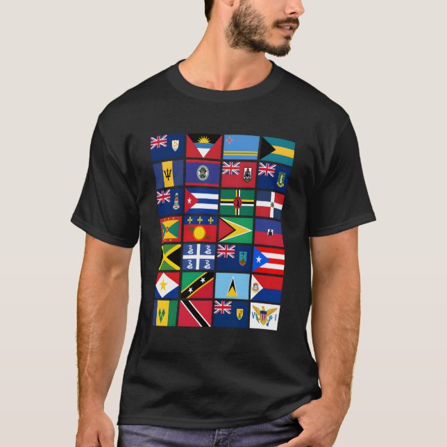 Camiseta Geografía del Orgullo de las Banderas del Caribe (Anverso)
