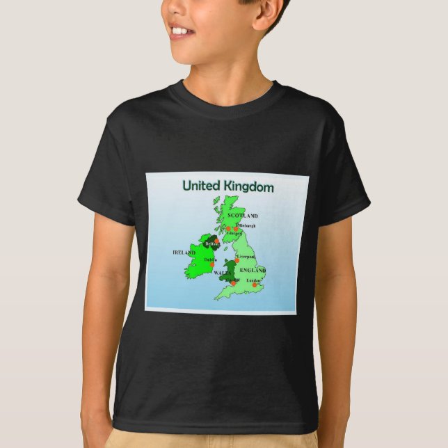 Camiseta Geografía, estudios sociales, Reino Unido, mapa (Anverso)