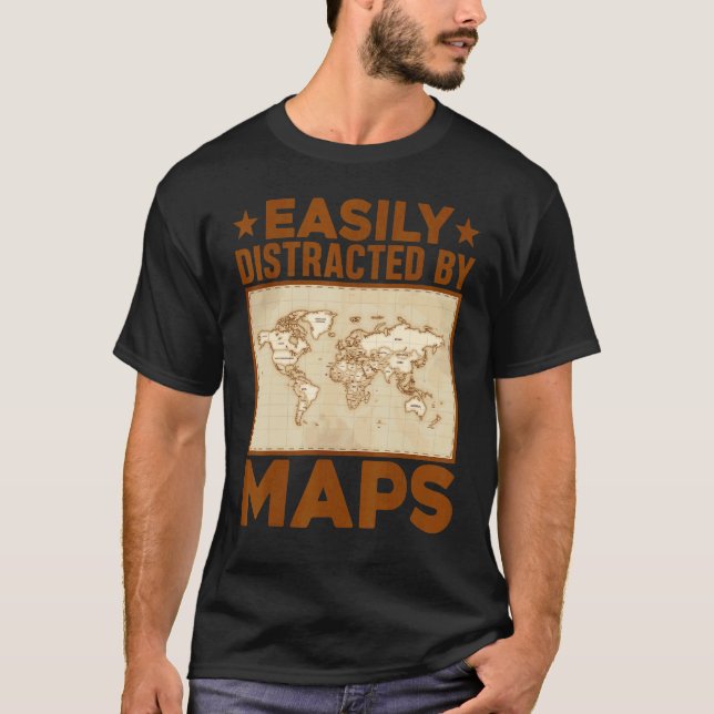 Camiseta Geography Teacher Easily Distracted By Maps (Anverso)