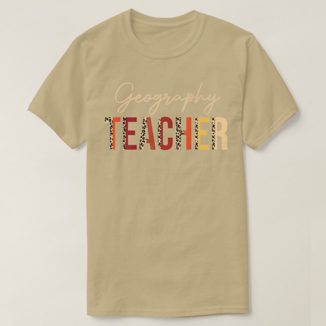 Camiseta Geography Teacher leopard Fall Autumn Lovers Thank (Diseño del anverso)