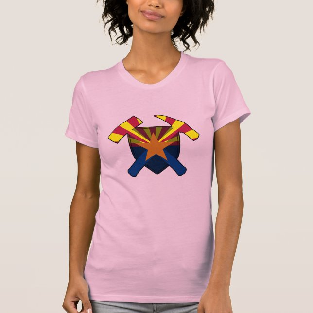 Camiseta Geología de Arizona: martillo de roca y escudo (Anverso)