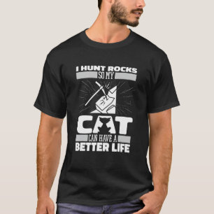 Camiseta Geólogo Gato Recolectando Geología Caza de Rock