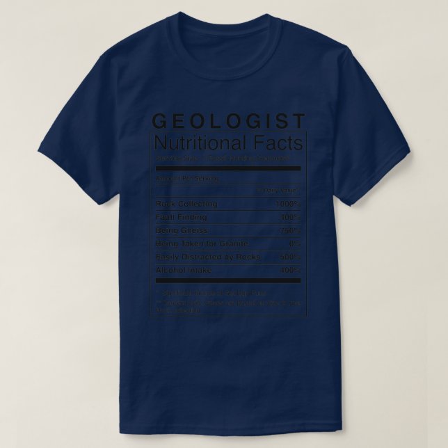 Camiseta Geólogo Información Nutricional Divertida Geología (Diseño del anverso)