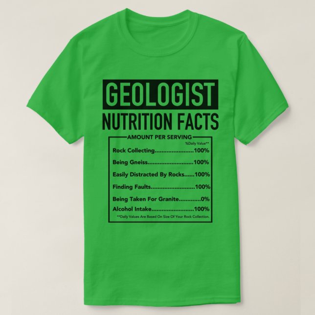 Camiseta Geólogo Información Nutricional Divertida Geología (Diseño del anverso)
