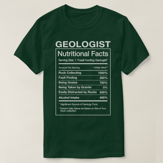 Camiseta Geólogo Nutrición Hechos Divertidos Humor de Regal (Diseño del anverso)