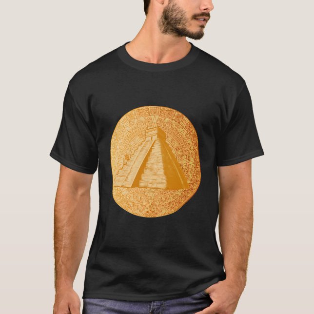 Camiseta Geomet de la Pirámide del calendario azteco maya s (Anverso)