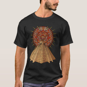 Camiseta Geomet de la Pirámide del calendario azteco maya s