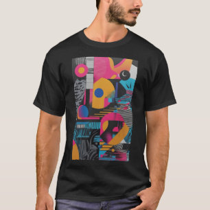 Camiseta Geometría abstracta vibrante con diseño caótico de