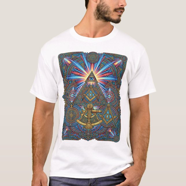 Camiseta Geometría Masónica de Neón (Anverso)