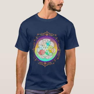 Camiseta Geometría Sagrada Colorida Mandala Cubo Isométrico