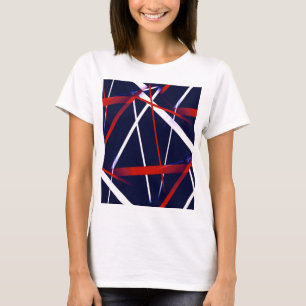 Camiseta Geometría Urbana Azul Blanco Rojo
