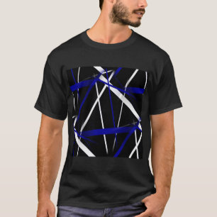 Camiseta Geometría Urbana Blanco Negro Azul Real