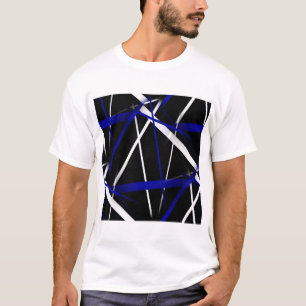 Camiseta Geometría Urbana Negro Blanco Azul Real