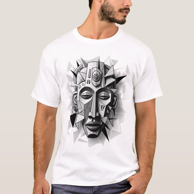 Camiseta Geometric_African_Mask_Art. (Anverso)