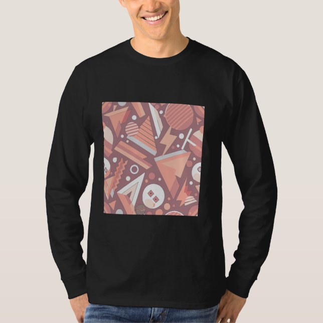 CAMISETA GEOMETRIC CIRCLE SQUARE TRIANGLE RETRO PATRÓN ORA (Anverso)
