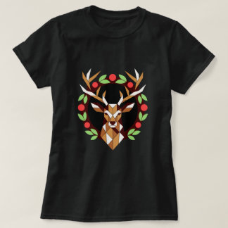 Camiseta Geometric Deer Wreath Christmas Shirt