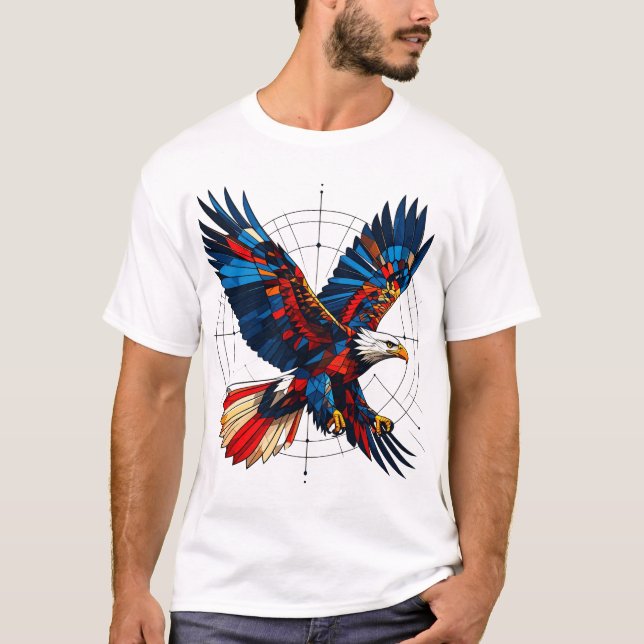 Camiseta Geometric Eagle – Mosaic Flight with Symbolic Prec (Anverso)