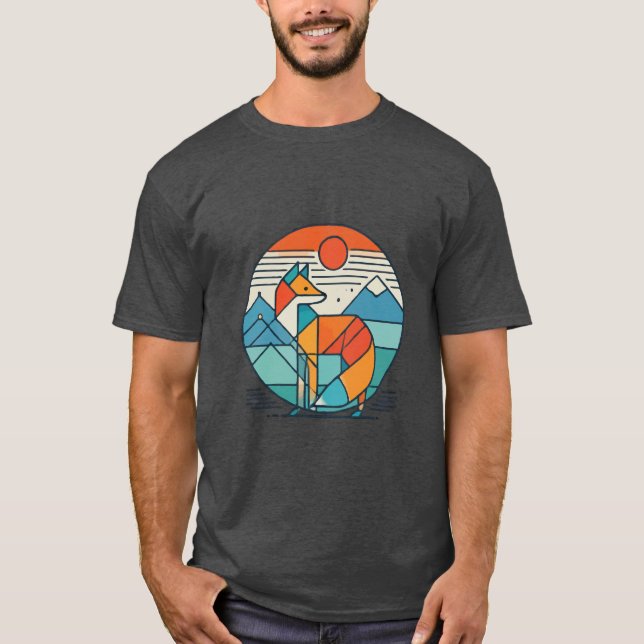 Camiseta Geometric Fox Art - Resumen moderno Diseño Animal (Anverso)