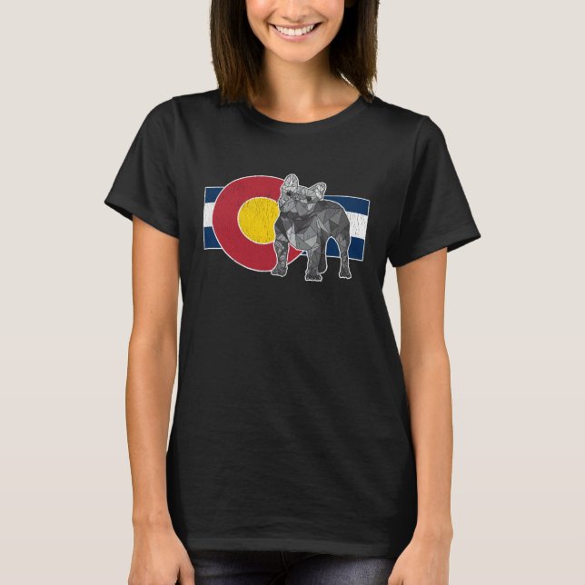 Camiseta Geometric French Bulldog Colorado Flag  Frenchie (Anverso)