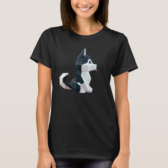 Camiseta Geometric Graphic Animal  Siberian Husky Puppy Dog (Anverso)