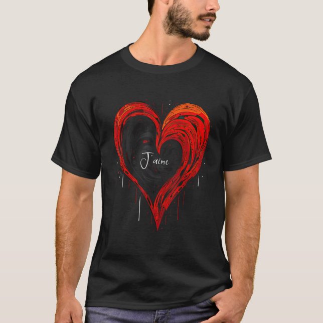 Camiseta Geometric Heart in Light Black and Red (Anverso)