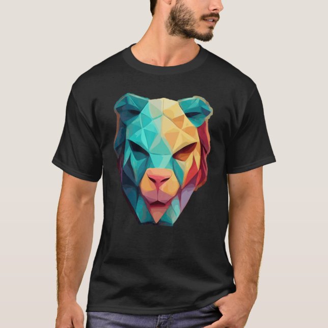Camiseta Geometric Lion Polygon Low Poly Lions Face 1 (Anverso)