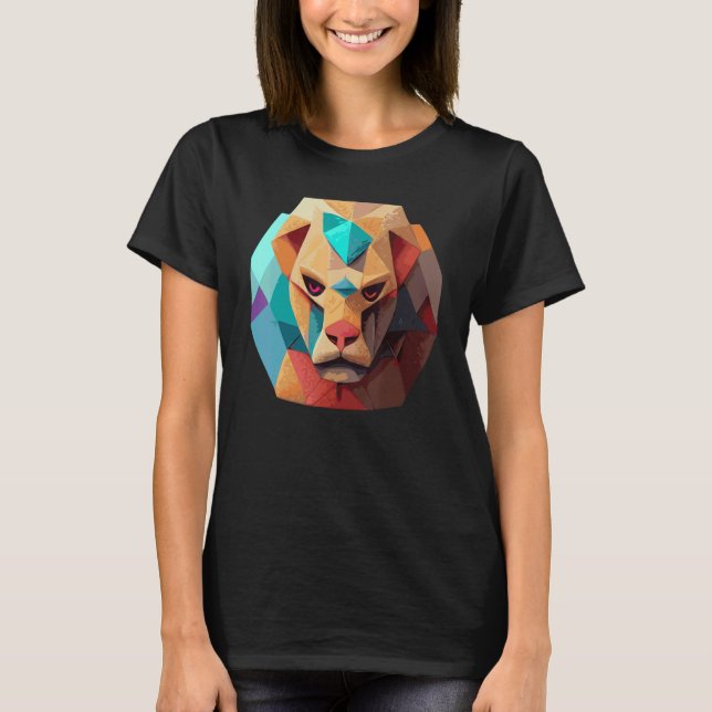 Camiseta Geometric Lion Polygon Low Poly Lions Face 2 (Anverso)
