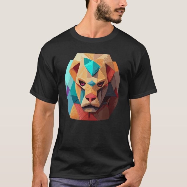 Camiseta Geometric Lion Polygon Low Poly Lions Face 2 (Anverso)