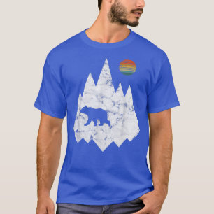 Camiseta Geometric mountains and bear forest nature vintage