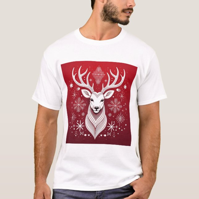 Camiseta Geometric Reindeer Christmas Nordic Reindeer (Anverso)