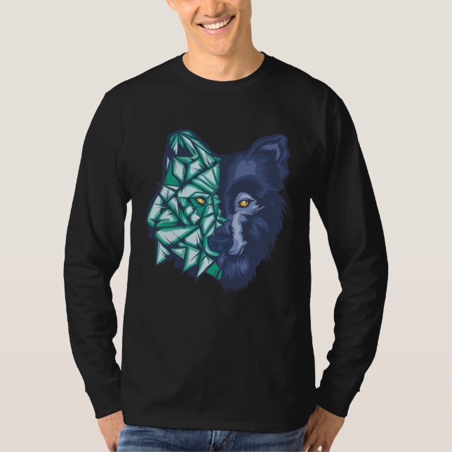 Camiseta Geometric Split Wolf Face (Anverso)