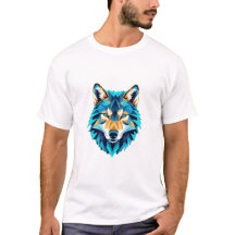 Geometric Wolf Head – Neon Blue Low Poly Animal Ar