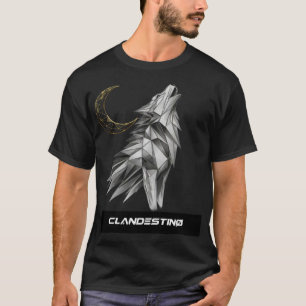 Camiseta Geometric Wolf Howling Moon 