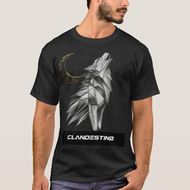 Camiseta Geometric Wolf Howling Moon  (Anverso)