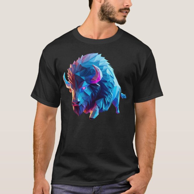 Camiseta Geométrica 3D de Origami Multicololoroso de ejecuc (Anverso)