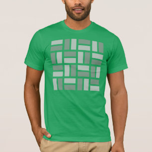 Camiseta geométrica de Basketweave en verde y gri