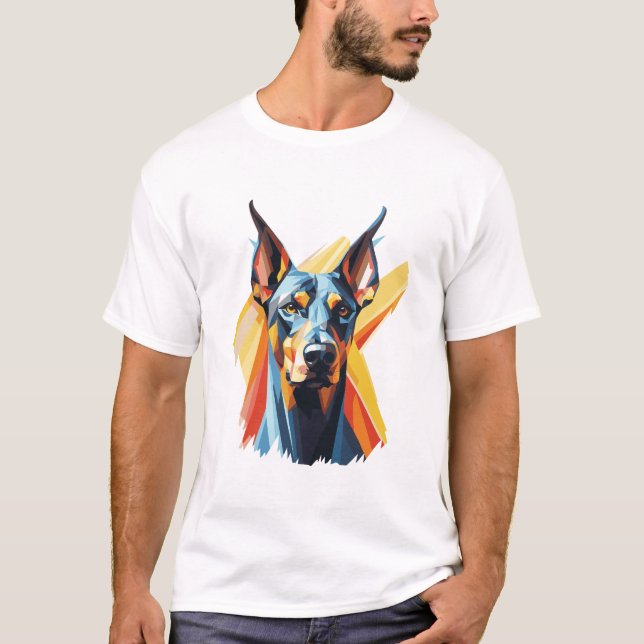 Camiseta Geométrica Doberman – Perro Moderno Color (Anverso)