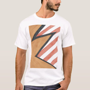 Camiseta geométrica roja y anaranjada del adorno