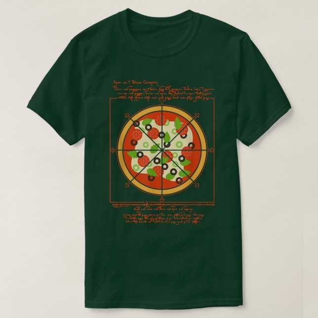 Camiseta Geométrico Da Vinci Pizza Artista Pizzaholic (Diseño del anverso)