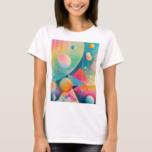 Camiseta Geométrico de arte abstracto vibrante y caprichoso