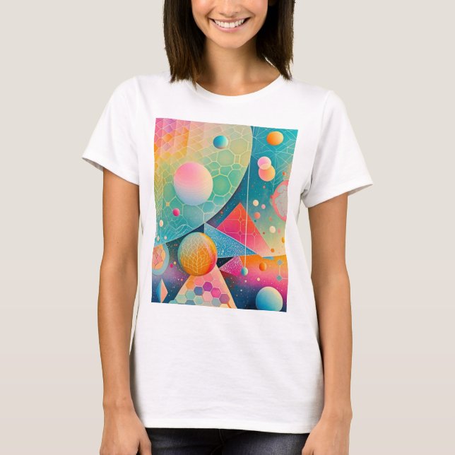 Camiseta Geométrico de arte abstracto vibrante y caprichoso (Anverso)