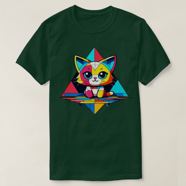 Camiseta Geométrico de gato cúrito (Diseño del anverso)