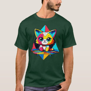 Camiseta Geométrico de gato cúrito