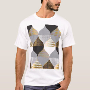 Camiseta Geométrico de lujo: negro, patrón oro